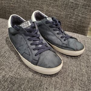 Golden Goose Navy Suede Low-Top Sneakers 36